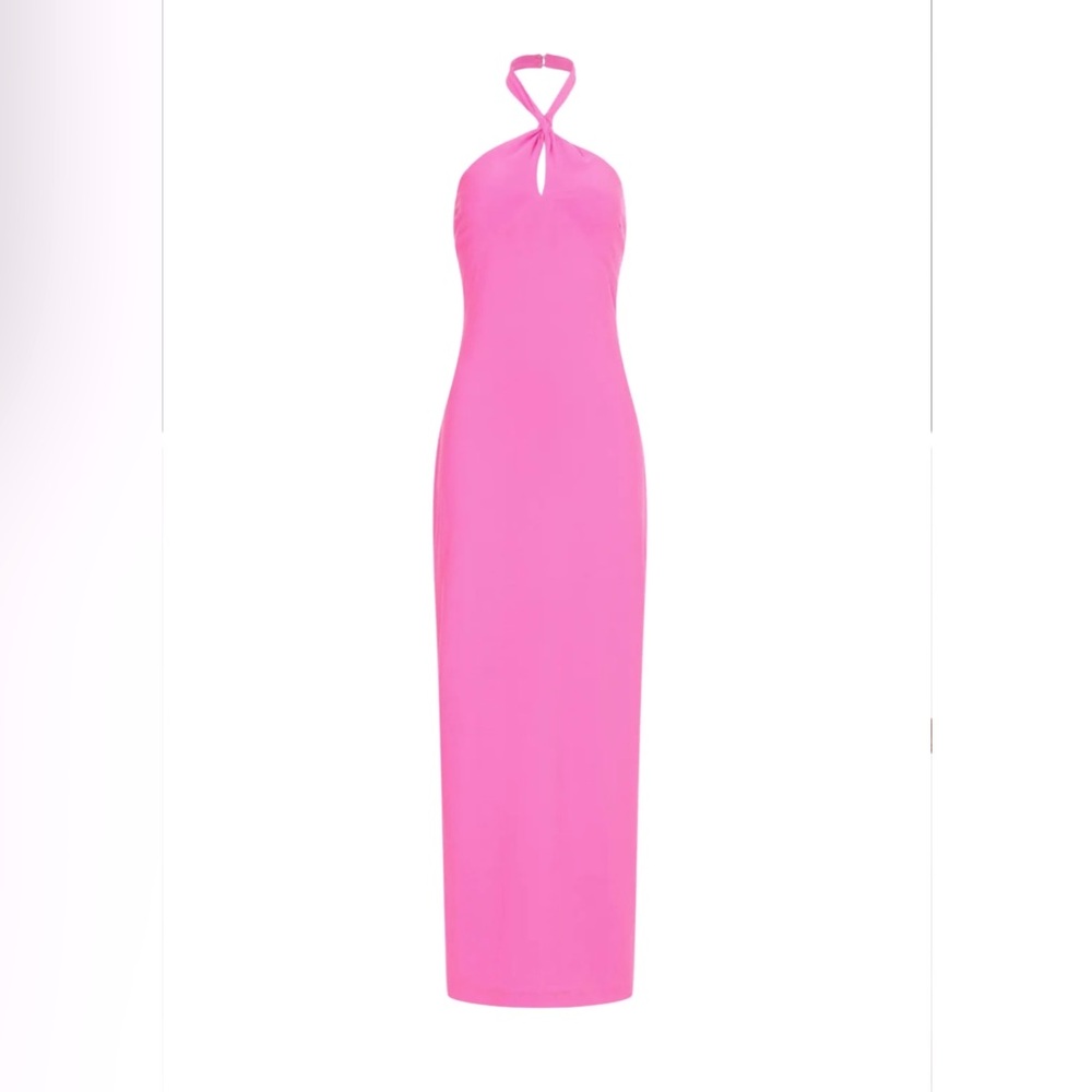 One33 Social beautiful Barbie pink halter neck dress.